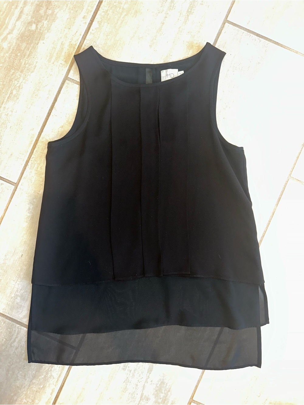 HD in Paris Black Sleeveless Layered Chiffon Hem Camisole
